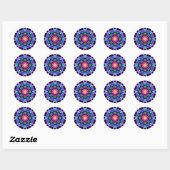 Sticker Rond Flore arc-en-ciel du Kaleidoscope fractal (Feuille)