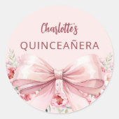 Sticker Rond Flore arc rose Quinceanera (Devant)
