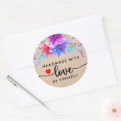 Sticker Rond Flore artisanal avec chevalet rond classique Love (Enveloppe)