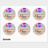 Sticker Rond Flore artisanal avec chevalet rond classique Love (Feuille)