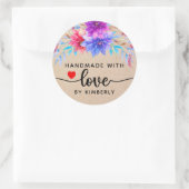 Sticker Rond Flore artisanal avec chevalet rond classique Love (Sac)