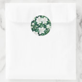 Sticker Rond Flore blanche et verte complexe (Sac)