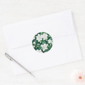 Sticker Rond Flore blanche et verte complexe (Enveloppe)