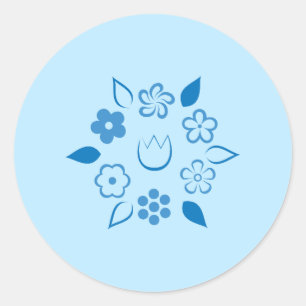 Sticker Rond Flore Bleu Bleu Berry Fleur de printemps