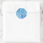 Sticker Rond Flore bleue avec accents noirs Conception monoempr (Sac)