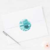 Sticker Rond Flore bleue et blanche Abstraite personnalisée (Enveloppe)