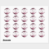 Sticker Rond Flore chic bordeaux avec Monogramme (Feuille)