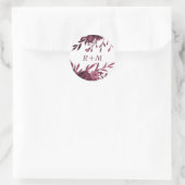 Sticker Rond Flore chic bordeaux avec Monogramme (Sac)