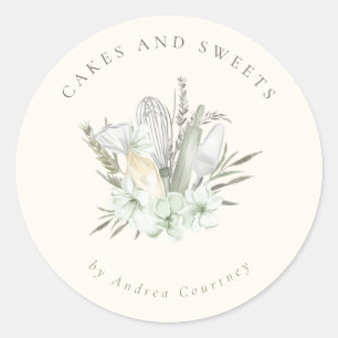 Sticker Rond Flore Chic Boulangerie Pâtisserie Chef Cuisine Ust