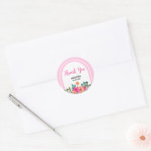 Sticker Rond Flore Chic Spring Vert Merci rose doux (Enveloppe)