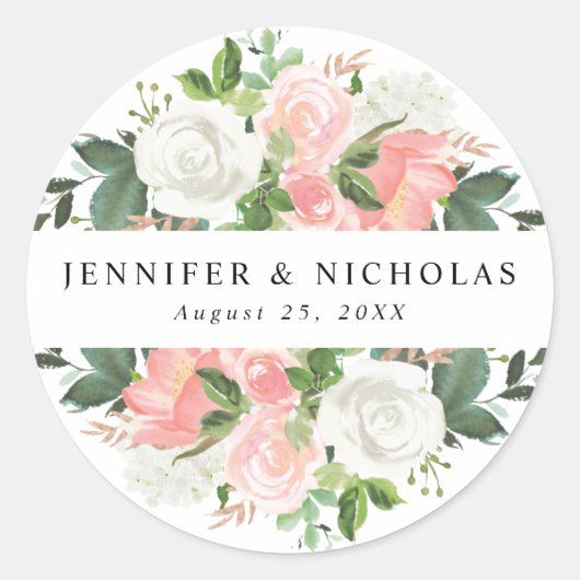 Sticker Rond Flore de printemps | MARIAGE (Devant)