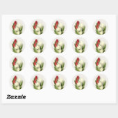 Sticker Rond Flore de tulipes rouges et blanches (Feuille)