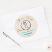 Sticker Rond Flore d'or foncé Embossée Aquarius Zodiac (Enveloppe)