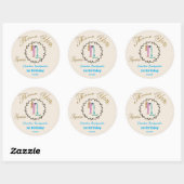 Sticker Rond Flore d'or foncé Embossée Aquarius Zodiac (Feuille)