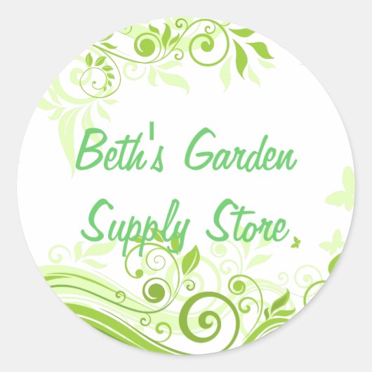 Sticker Rond Flore en teintes de vert frais (Devant)