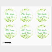 Sticker Rond Flore en teintes de vert frais (Feuille)