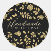 Sticker Rond Flore Fake Golden Noir support artisanal (Devant)