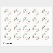 Sticker Rond Flore florale blanche floue personnalisée (Feuille)