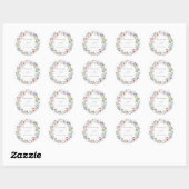 Sticker Rond Flore géométrique rose blanche et rose | MARIAGE (Feuille)
