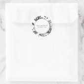 Sticker Rond Flore grise et blanche Enregistrer la date Mariage (Sac)