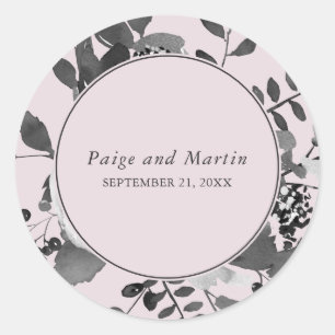 Sticker Rond Flore grise et blanche Enregistrer le Mariage de d