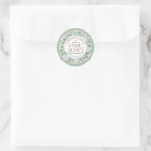 Sticker Rond Flore Imprimé Abeilles Vert pâle et Blush Miel cru (Sac)