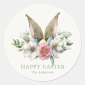 Sticker Rond Flore Lapin Ear Printemps Pâques (Devant)