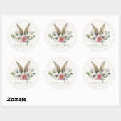 Sticker Rond Flore Lapin Ear Printemps Pâques (Feuille)