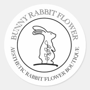 Sticker Rond Flore lapin lapin simple