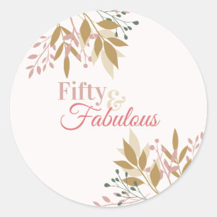 Sticker Rond Flore moderne 50 et fabuleux 50e anniversaire