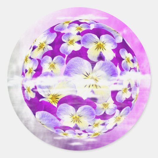Sticker Rond Flore motif violet simple et subtile (Devant)
