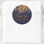 Sticker Rond Flore Parties scintillant or sur Merci Mariage ble (Sac)