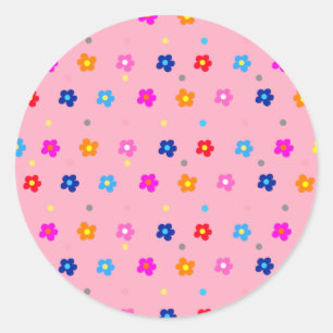 Sticker Rond Flore Pinky