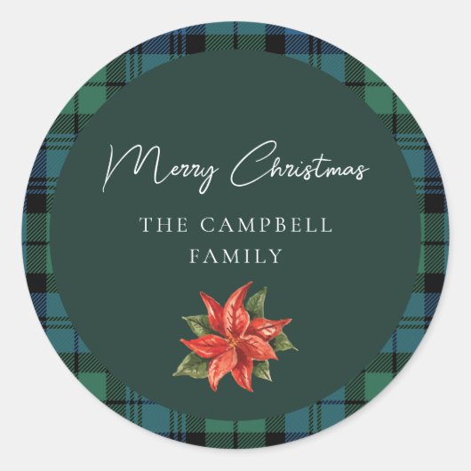 Sticker Rond Flore Plaid Script rustique Campbell Tartan (Devant)