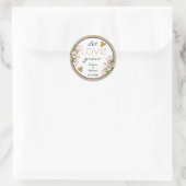 Sticker Rond Flore rose laissez l'amour grandir Mariage tropica (Sac)