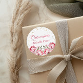 Sticker Rond Flore rose pâle et Parties scintillant or Quincean