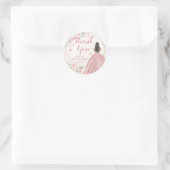 Sticker Rond Flore rose pâle, géométrique Merci Quinceañera (Sac)