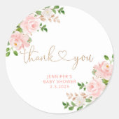 Sticker Rond Flore rose pâle merci (Devant)