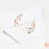 Sticker Rond Flore rose pâle merci (Enveloppe)