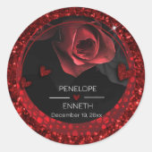Sticker Rond Flore rouge noir foncé Moody (Devant)