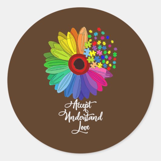 Sticker Rond Flore Sensibilisation sur l'autisme Fleur Faisée P (Devant)
