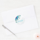Sticker Rond Flore Turquoise personnalisée (Enveloppe)