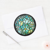 Sticker Rond Flore verte en mosaïque (Enveloppe)