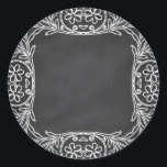 Sticker Rond Flore vierge Faux Chalkboard courbes Personnaliser<br><div class="desc">Un tableau noir ou un tableau blanc propre pour customiser le texte à chaque occasion.</div>