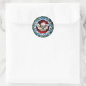 STICKER ROND FLORENTINE RENAISSANCE ANGEL FLORAL CROWN BLEU RED (Sac)