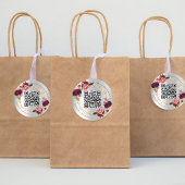 Sticker Rond Flores bordeaux argenté or géométrique mariage QR