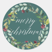 Sticker Rond Flores hivernales | Joyeux Noël (Devant)