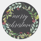 Sticker Rond Flores hivernales | Joyeux Noël (Devant)