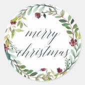 Sticker Rond Flores hivernales | Joyeux Noël (Devant)