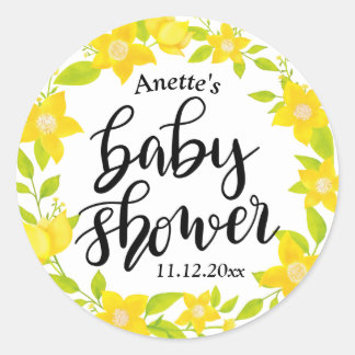 Sticker Rond Flores jaunes | Baby shower manuscrit